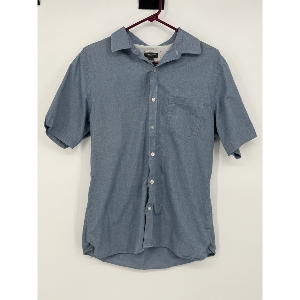 Van Heusen Men's Blue Short Sleeve Button Down Medium